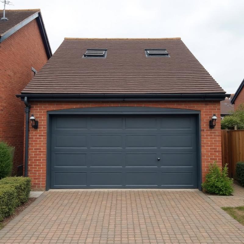 Anthracite grey garage door professionally sprayed