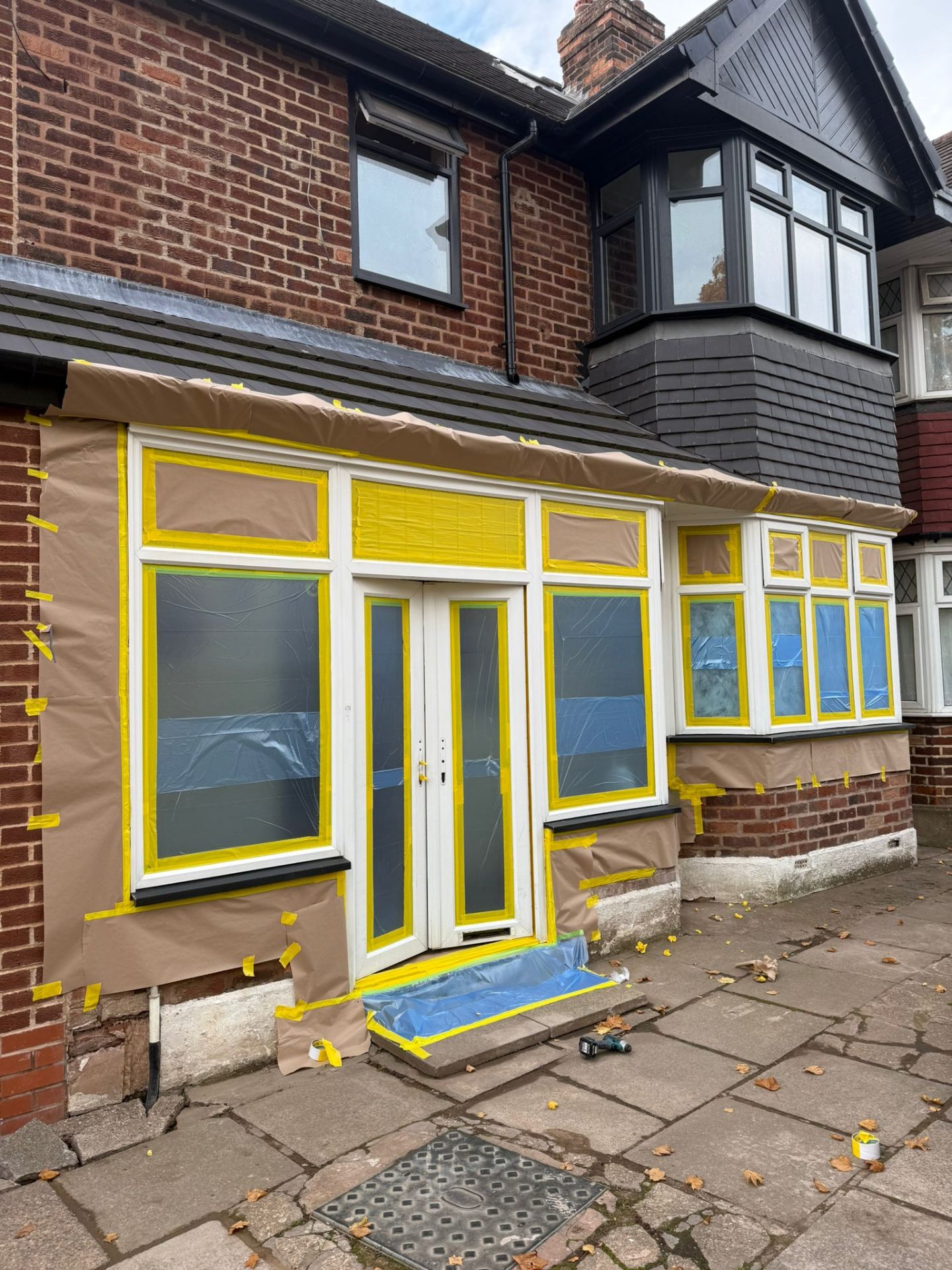 White conservatory masking preparation