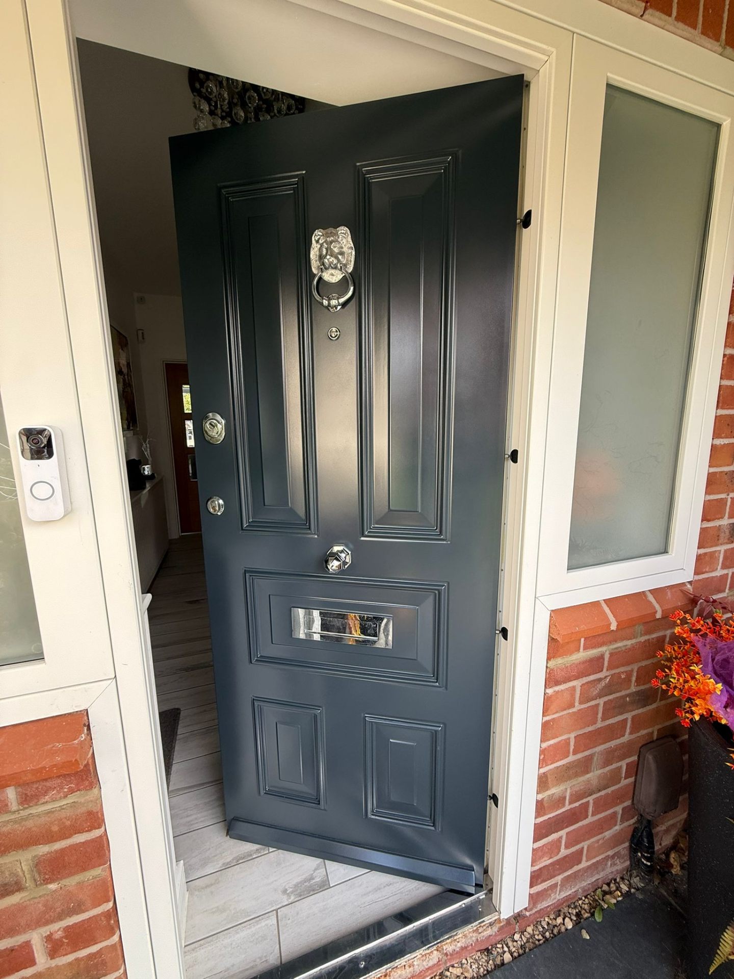 Navy blue front door
