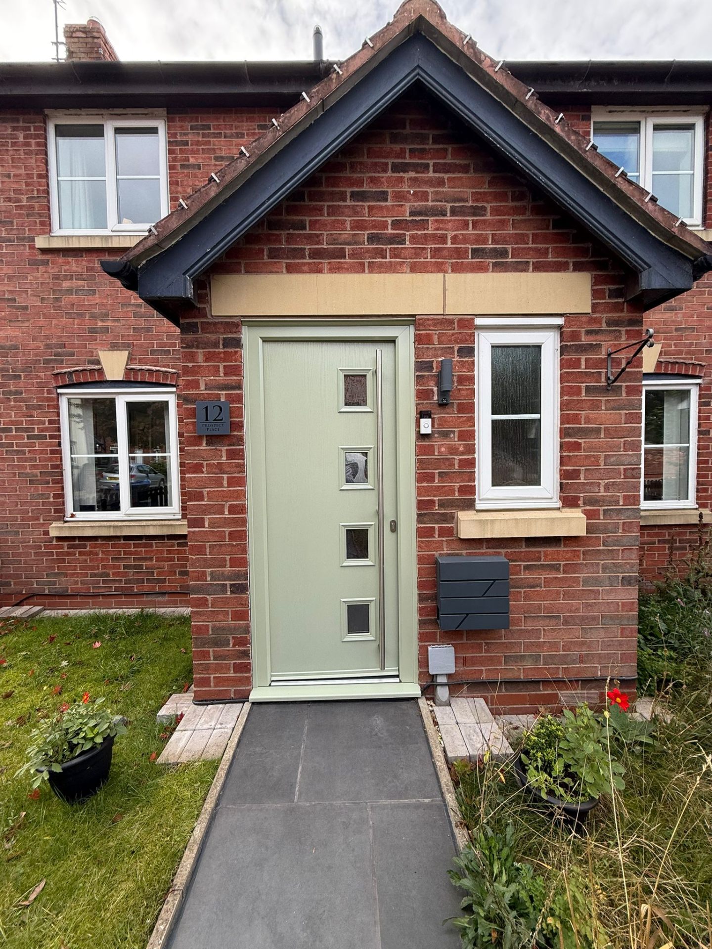 Sage green front door